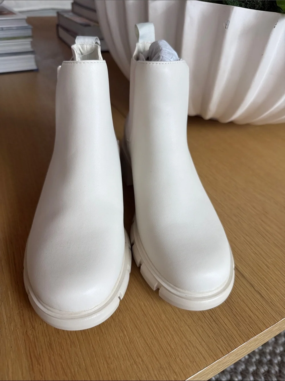 Chelsea Lug Booties in Off-White